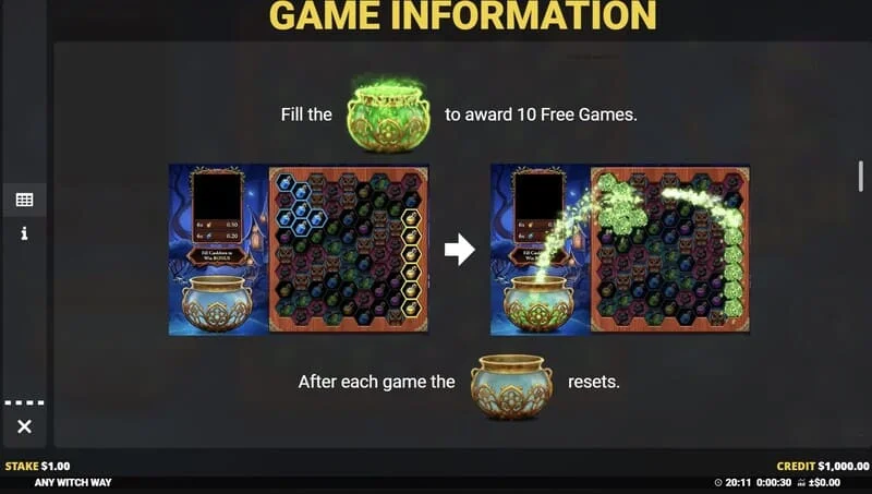 Any Witch Way — piepildīts katls un Free Games sākums